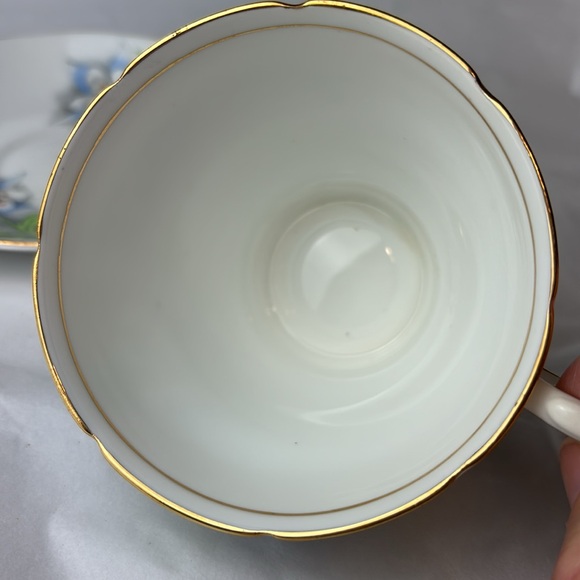 Antique JonRoth, England, Salisbury fine bone China blue and white flower - Picture 5 of 9